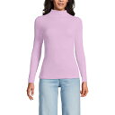 【送料無料】 ランズエンド レディース Tシャツ トップス Women's Lands' End Rib Skimming Long Sleeve Mock Neck Top Pink Amethyst(4)