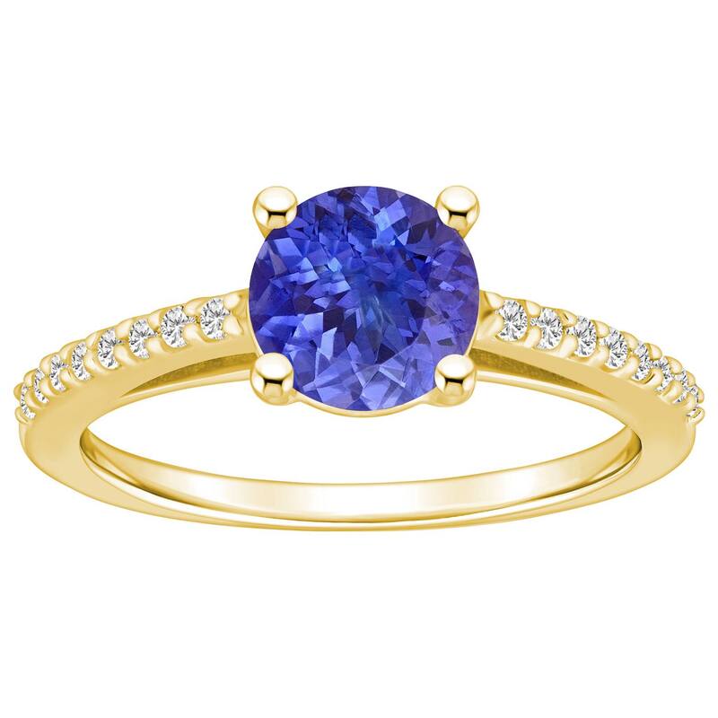 【送料無料】 Alyson Layne レディース リング アクセサリー Alyson Layne 10k Gold Round Gemstone 1/6 Carat T.W. Diamond Ring Tanzanite