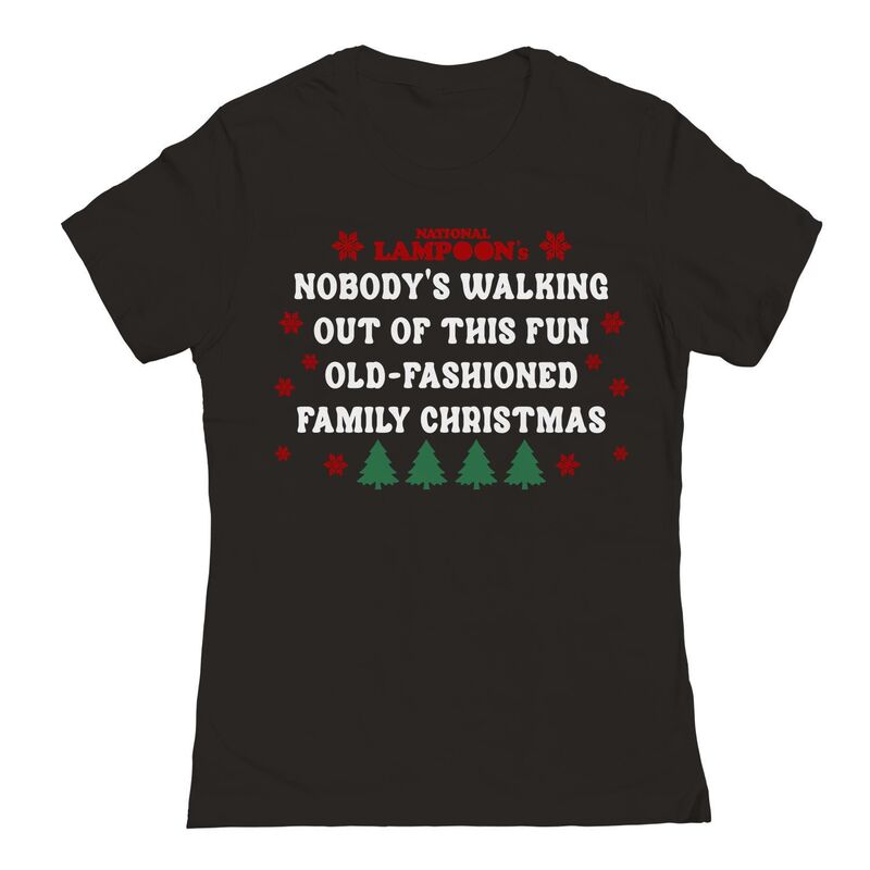 【送料無料】 ライセンス キャラクター レディース Tシャツ トップス Junior's Old Fashioned Family National Lampoon's Christmas Vacation Graphic Tee Black