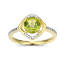【送料無料】 アンブランデッド レディース リング アクセサリー 18k Gold Over Silver Gemstone & Diamond Accent Halo Ring August Gen Peridot