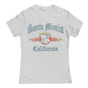 【送料無料】 アンブランデッド レディース Tシャツ トップス Juniors' Santa Monica California Shield And Flames Graphic Tee Heather Gray