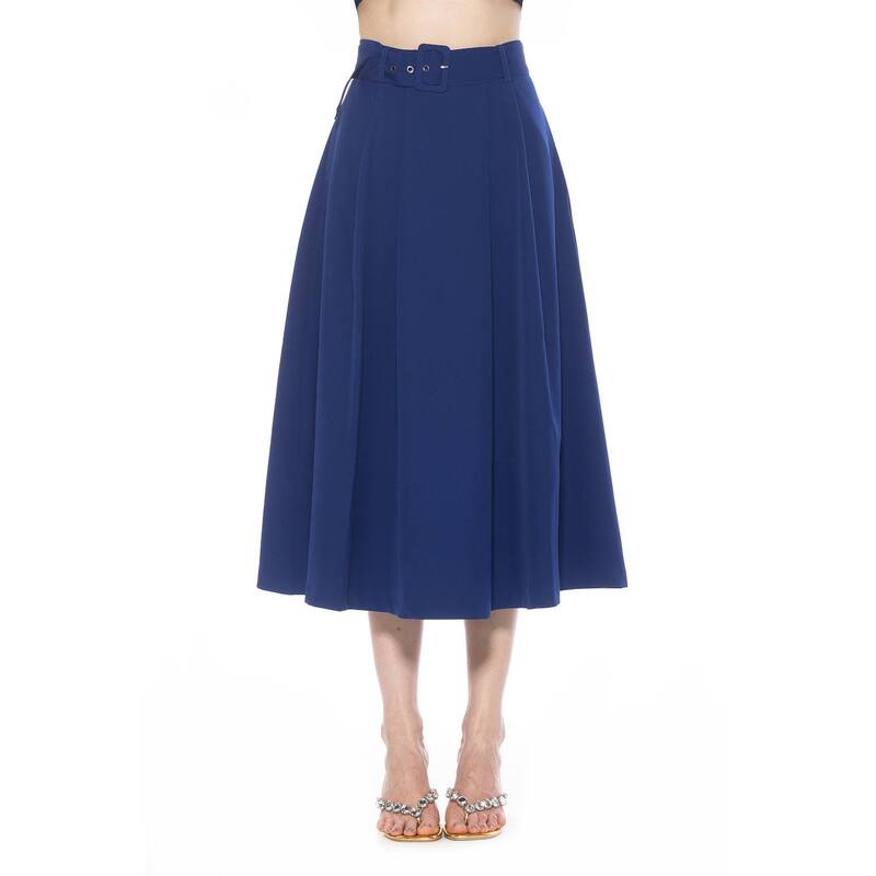 【送料無料】 アレクシアアドマー レディース スカート ボトムス Women's ALEXIA ADMOR Eline Twill A-Line Skirt with Removable Belt Navy