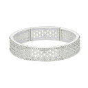 【送料無料】 ナインウェスト レディース ブレスレット・バングル・アンクレット アクセサリー Nine West Silver Tone Crystal Lattice Stretch Bracelet Clear(4)