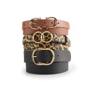 【送料無料】 ナインウェスト レディース ベルト アクセサリー Nine West Women's 3-Piece Belt Set Black Leopard