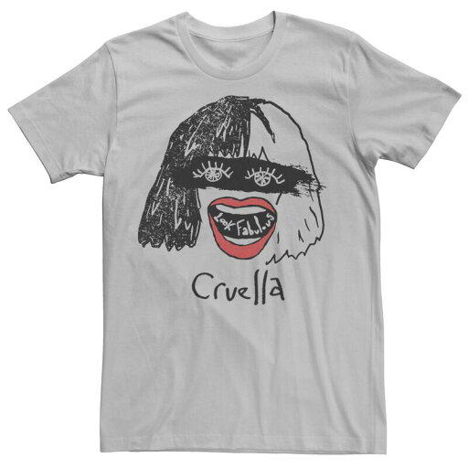 【送料無料】 ライセンス キャラクター メンズ Tシャツ トップス Disney's Cruella De Vil Men's Look Fabulous Sketch Tee Silver