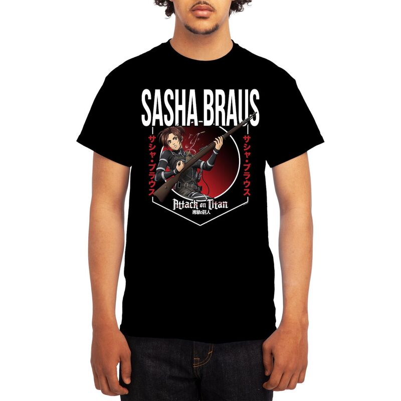 【送料無料】 ライセンス キャラクター メンズ Tシャツ トップス Men's Attack on Titan Sasha Braus Tee Black