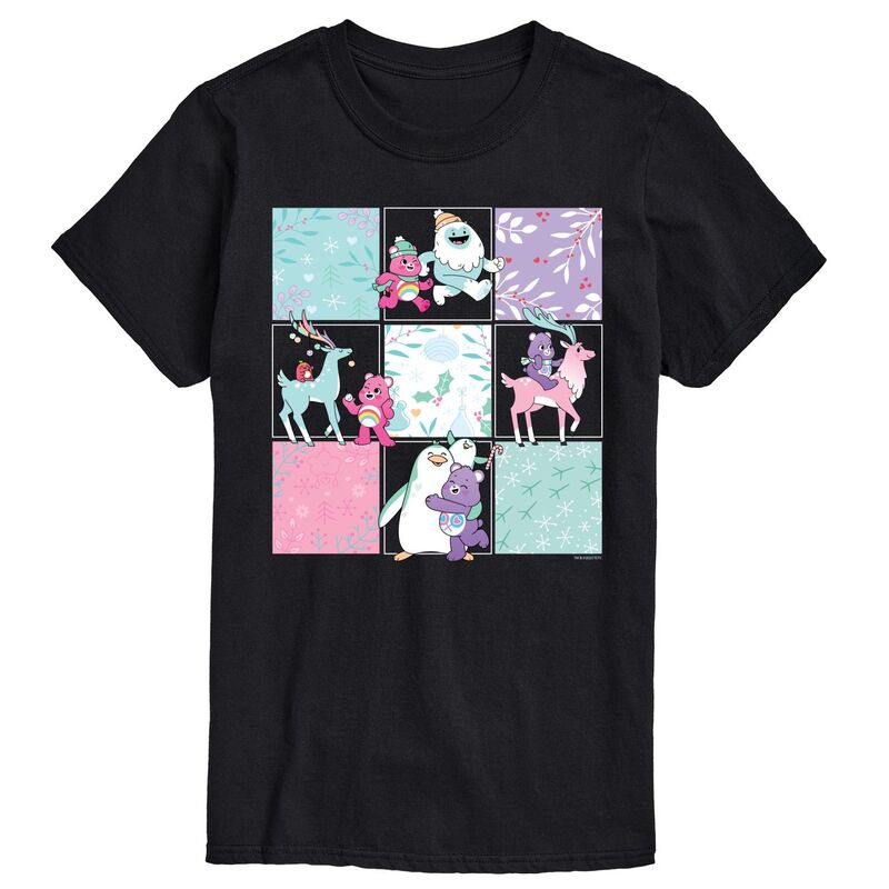【送料無料】 ライセンス キャラクター メンズ Tシャツ トップス Men's Care Bears Unlock The Magic Winter Grid Graphic Tee Black