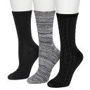 【送料無料】 クドルドッズ レディース 靴下 アンダーウェア Women's Cuddl DudsR 3-Pack Crew Socks Black(4)