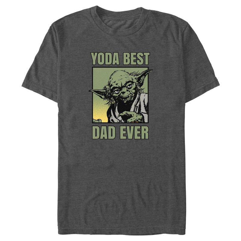 【送料無料】 ライセンス キャラクター メンズ Tシャツ トップス Big & Tall Star Wars Yoda Best Dad Ever Graphic Tee Charcoal Heather