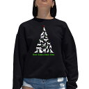 【送料無料】 エルエーポップアート レディース Tシャツ トップス Here Comes Santa Paws - Women's Word Art Crewneck Sweatshirt Black