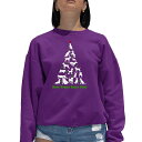 【送料無料】 エルエーポップアート レディース Tシャツ トップス Here Comes Santa Paws - Women's Word Art Crewneck Sweatshirt Purple