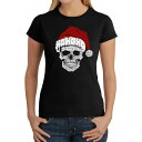 【送料無料】 エルエーポップアート レディース Tシャツ トップス Santa Skull - Women's Word Art T-shirt Black