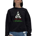 【送料無料】 エルエーポップアート レディース Tシャツ トップス Meowy Christmas Tree - Women's Word Art Crewneck Sweatshirt Black
