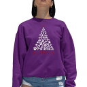 【送料無料】 エルエーポップアート レディース Tシャツ トップス Paw Christmas Tree - Women's Word Art Crewneck Sweatshirt Purple