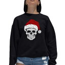 【送料無料】 エルエーポップアート レディース Tシャツ トップス Santa Skull - Women's Word Art Crewneck Sweatshirt Black