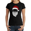 【送料無料】 エルエーポップアート レディース Tシャツ トップス Feliz Navidad Santa Claus - Women's Word Art T-shirt Black