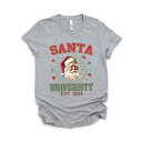 【送料無料】 Simply Sage Market レディース Tシャツ トップス Santa University Stars Short Sleeve Graphic Tee Heather Grey