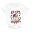 【送料無料】 Simply Sage Market レディース Tシャツ トップス Vintage Santa University Short Sleeve Graphic Tee White