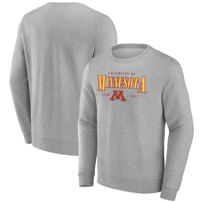 【送料無料】 ファナティクス メンズ Tシャツ トップス Men's Fanatics Gray Minnesota Golden Gophers True Classics Act Fast Fleece Pullover Sweatshirt Min Grey