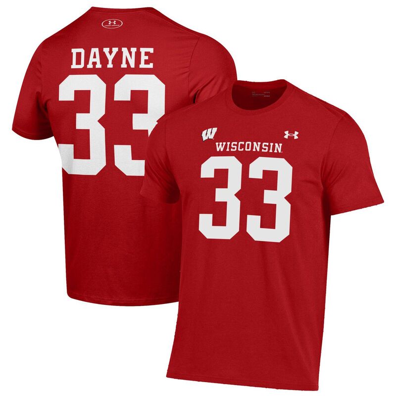 【送料無料】 アンダーアーマー メンズ Tシャツ トップス Men's Under Armour Ron Dayne Red Wisconsin Badgers Name & Number T-Shirt Wis Red
