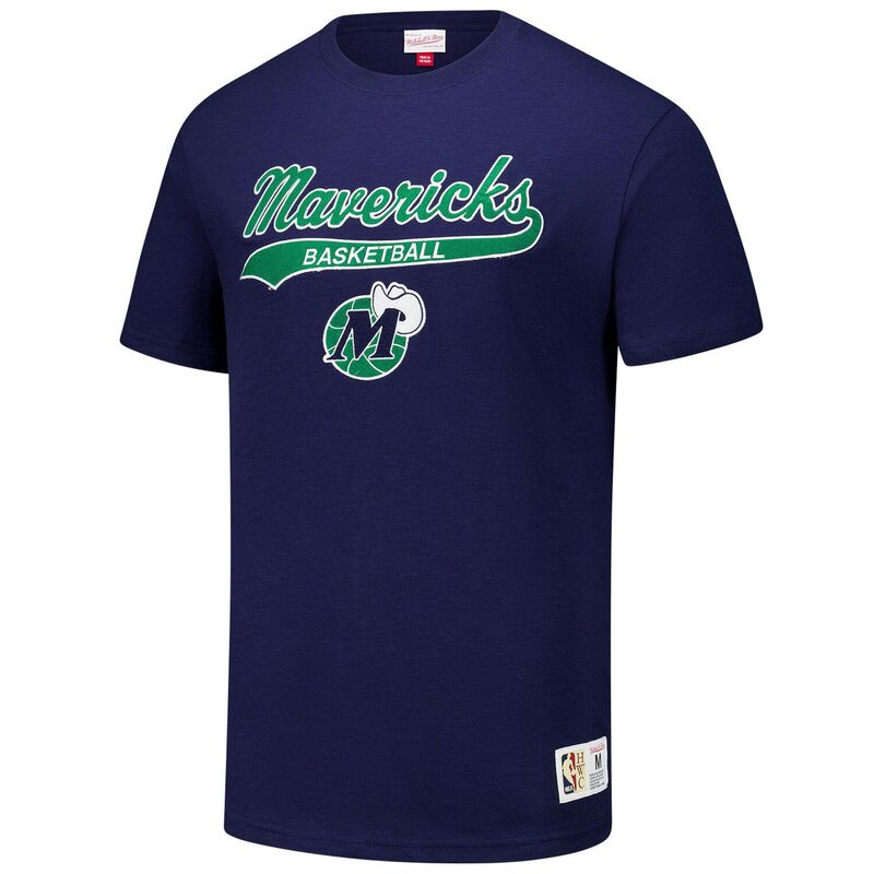 【送料無料】 ミッチェル&ネス メンズ Tシャツ トップス Men's Mitchell & Ness Navy Dallas Mavericks Hardwood Classics Felt Applique Slub T-Shirt Mav Navy