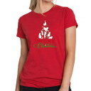 【送料無料】 エルエーポップアート レディース Tシャツ トップス Meowy Christmas Tree - Women's Premium Blend Word Art T-shirt Red