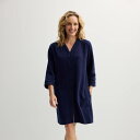 【送料無料】 クロフト&バロー レディース ナイトウェア アンダーウェア Petite Croft & Barrow Quilted Zip Short Rob...