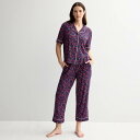 【送料無料】 ドレイパージェームス レディース ナイトウェア アンダーウェア Women's Draper James 2-Piece Cozy Elbow Sleeve Notch Pajama Top and Pajama Pants Set Navy Field Flower