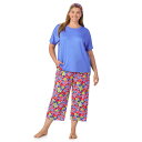 【送料無料】 クドルドッズ レディース ナイトウェア アンダーウェア Plus Size Cuddl Duds 2-pc. Pajama Crewneck To...