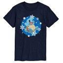 【送料無料】 ライセンス キャラクター メンズ Tシャツ トップス Men's Pokemon Squirtle Snowflake Graphic Tee Navy