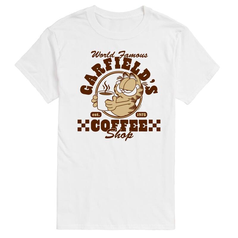 ニコロデオン メンズ トップス Tシャツ トール グラフィック Nickelodeon Big & Tall Garfield Coffee Shop Graphic Tee White ホワイト(4)