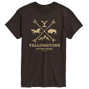 【送料無料】 ライセンス キャラクター メンズ Tシャツ トップス Men's Yellowstone Branding Iron Badge Graphic Tee Dark Brown(4)