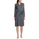 【送料無料】 ランズエンド レディース ナイトウェア アンダーウェア Women's Lands' End Cozy Faux Cashmere Robe Charcoal Heather(4)