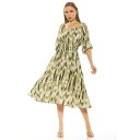 【送料無料】 アレクシアアドマー レディース ワンピース トップス Women's ALEXIA ADMOR Emily Fit & Flare Scoopneck Shirred Dress Green Abstrast(4)