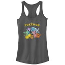 【送料無料】 ライセンス キャラクター レディース Tシャツ トップス Juniors' Pokemon Eeveelutions Group Racerback Tank Top Charcoal