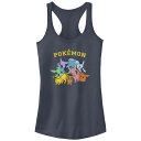 【送料無料】 ライセンス キャラクター レディース Tシャツ トップス Juniors' Pokemon Eeveelutions Group Racerback Tank Top Indigo