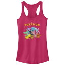 【送料無料】 ライセンス キャラクター レディース Tシャツ トップス Juniors' Pokemon Eeveelutions Group Racerback Tank Top Raspberry