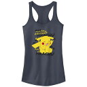 【送料無料】 ライセンス キャラクター レディース Tシャツ トップス Juniors' Pokemon Pikachu Laughing Racerback Tank Top Indigo