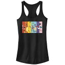 【送料無料】 ライセンス キャラクター レディース Tシャツ トップス Juniors' Pokemon Characters Rainbow Stripes Racerback Tank Top Black