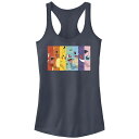 【送料無料】 ライセンス キャラクター レディース Tシャツ トップス Juniors' Pokemon Characters Rainbow Stripes Racerback Tank Top Indigo