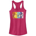 【送料無料】 ライセンス キャラクター レディース Tシャツ トップス Juniors' Pokemon Characters Rainbow Stripes Racerback Tank Top Raspberry