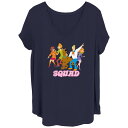 【送料無料】 ライセンス キャラクター レディース Tシャツ トップス Juniors' Plus Size Scooby-Doo Squad V-Neck Graphic Tee Navy(4)