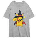【送料無料】 ライセンス キャラクター レディース Tシャツ トップス Juniors' Pokemon Pikachu Witch Oversized Graphic Tee Athletic Heather