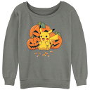 【送料無料】 ライセンス キャラクター レディース Tシャツ トップス Juniors' Pokemon Pikachu Pumpkins And Candy ...