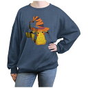 【送料無料】 ライセンス キャラクター レディース Tシャツ トップス Juniors' Pokemon Pikachu Wearing Witch Hat Oversized Graphic Pullover Blue Heather