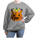 【送料無料】 ライセンス キャラクター レディース Tシャツ トップス Juniors' Pokemon Pikachu Jack O Lantern Oversized Graphic Pullover Heather Gray