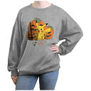 【送料無料】 ライセンス キャラクター レディース Tシャツ トップス Juniors' Pokemon Pikachu Pumpkins And Candy Corn Oversized Graphic Pullover Heather Gray