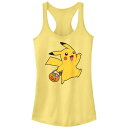 【送料無料】 ライセンス キャラクター レディース Tシャツ トップス Juniors' Pokemon Pikachu Trick Or Treating Racerback Tank Top Banana