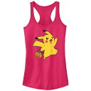 【送料無料】 ライセンス キャラクター レディース Tシャツ トップス Juniors' Pokemon Pikachu Trick Or Treating Racerback Tank Top Raspberry