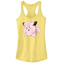 【送料無料】 ライセンス キャラクター レディース Tシャツ トップス Juniors' Pokemon Happy Clefairy Racerback Tank Top Banana